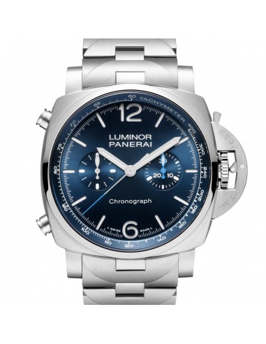 Pre-owned Panerai PAM01110 Blue Luminor Chronograph Steel Limited Watch 44mm 50% de réduction en Octobre 2024