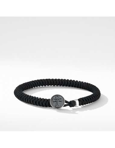 Men's Woven Cross Bracelet with Black Nylon la chaussure