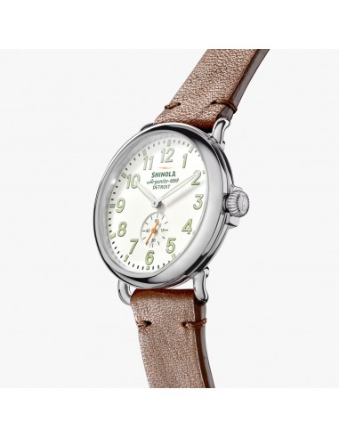 Shinola 41MM Runwell Velvet Alabaster with Green Tan Leather Watch S0120282832 de l' environnement