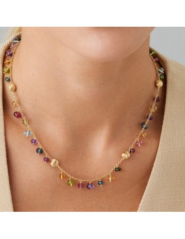 Marco Bicego Africa 18K Yellow Gold Single-Strand Mixed Gemstone Necklace pas chere