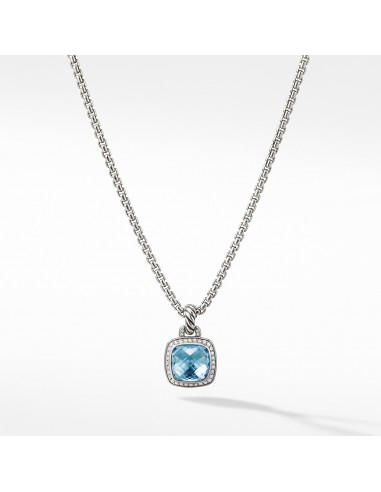 David Yurman Albion 11MM Pendant with Blue Topaz and Diamonds pas cher