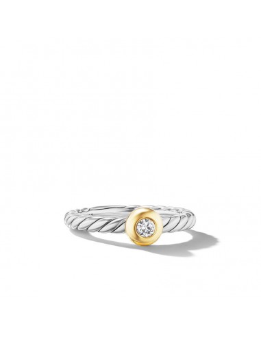 DY Petite Cable Ring in Sterling Silver with 14K Yellow Gold and Center Diamond, 2.8mm une grave pollution 