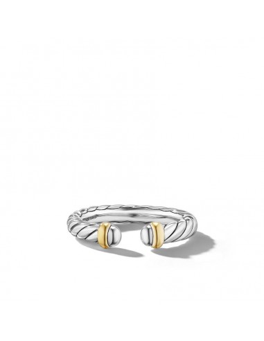 DY Petite Cable Ring in Sterling Silver with 14K Yellow Gold, 3.4mm brillant des détails fins