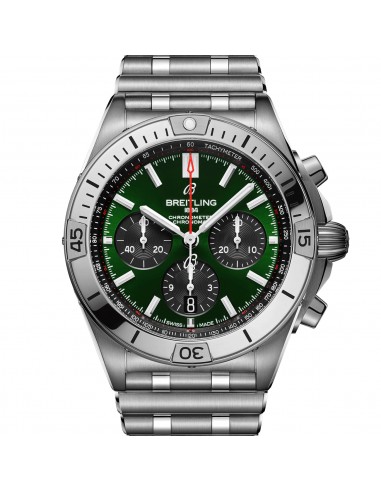 Pre-owned Breitling Chronomat Green Steel Chronograph B01 42 AB0134101L1A1 Les êtres humains sont 