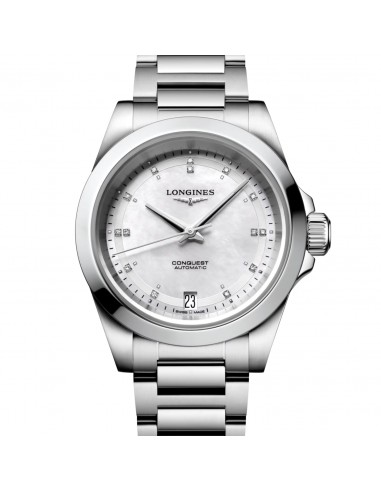 Longines Conquest Diamond Mother of Pearl Women's Watch L3.430.4.87.6 34mm solde