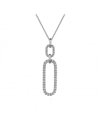 Gabriel 14K White Gold Diamond Link Chain Drop Pendant Necklace basket pas cher