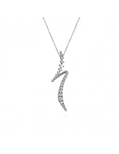 Gabriel 14K White Gold Graduating Diamond Bypass Swirl Pendant Necklace Faites des économies