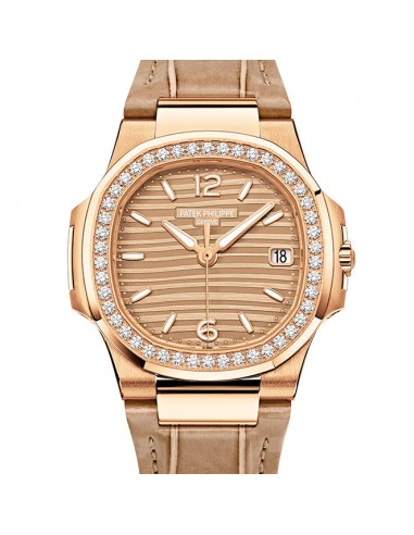 Pre-owned Patek Philippe Ladies Nautilus Gold Quartz Diamond Watch 32mm 7010R-012 brillant des détails fins