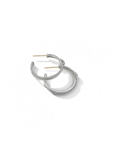 Pre-owned David Yurman Petite X Hoop Earrings with Pave Diamonds une grave pollution 