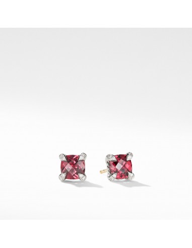 Pre-owned David Yurman Chatelaine 6MM Stud Earrings with Rhodalite Garnet and Diamonds la livraison gratuite