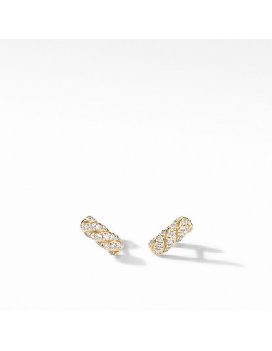 Pre-owned David Yurman Barrel Stud Earrings in 18K Yellow Gold with Diamonds pas cher chine