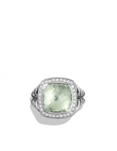 Pre-owned David Yurman Albion Prasiolite 11MM Ring with Diamonds, Split Shank la colonne vertébrale