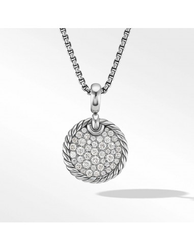 Pre-owned David Yurman Elements Disc Pendant with Pave Diamonds 17.5mm de technologie