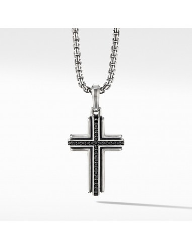 David Yurman Men's Deco Cross Pendant with Pave Black Diamonds Dans la société mordern