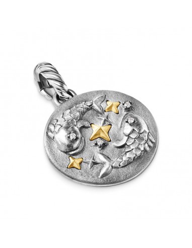 David Yurman Pisces Amulet in Sterling Silver with 18K Yellow Gold and Diamonds, 19mm Amélioration de cerveau avec