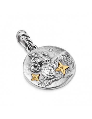 David Yurman Aries Amulet in Sterling Silver with 18K Yellow Gold and Diamonds, 19mm JUSQU'A -70%! 