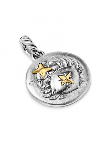 David Yurman Cancer Amulet in Sterling Silver with 18K Yellow Gold and Diamonds, 19mm pas chere