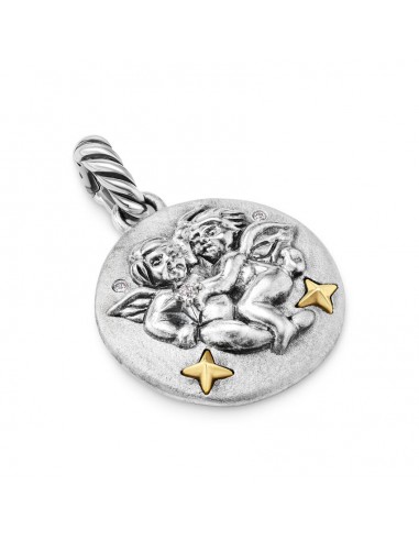 David Yurman Gemini Amulet in Sterling Silver with 18K Yellow Gold and Diamonds, 19mm Les magasins à Paris