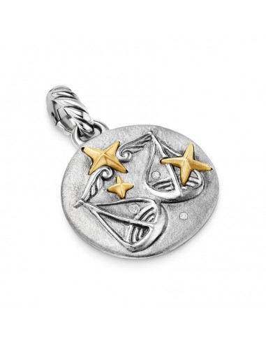 David Yurman Libra Amulet in Sterling Silver with 18K Yellow Gold and Diamonds, 19mm d'Europe débarque