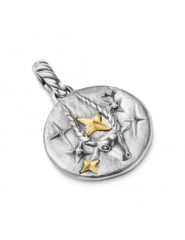 David Yurman Capricorn Amulet in Sterling Silver with 18K Yellow Gold and Diamonds, 19mm pour bénéficier 