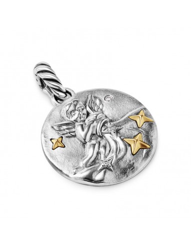 David Yurman Aquarius Amulet in Sterling Silver with 18K Yellow Gold and Diamonds, 19mm Toutes les collections ici