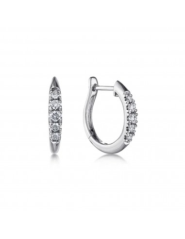 Gabriel 14K White Gold Classic Round 15mm Diamond Huggie Earrings offre 