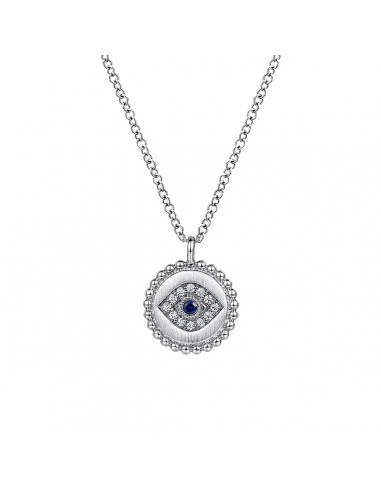 Gabriel Sterling Silver Sapphire and Diamond Evil Eye Necklace livraison et retour toujours gratuits