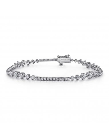 Gabriel 14K White Gold Diamond Prong and Bar Set Tennis Bracelet du meilleur 