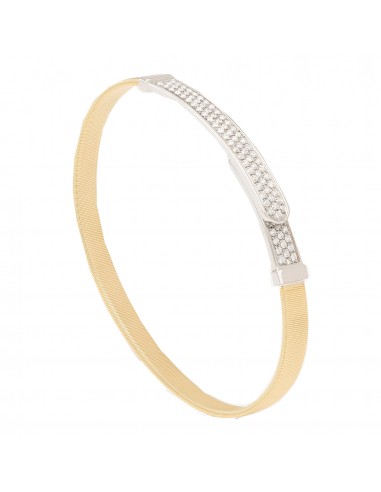 Marco Bicego 18K Yellow & White Gold Masai Coil and Diamond Pave Bangle Bracelet, Thin outlet