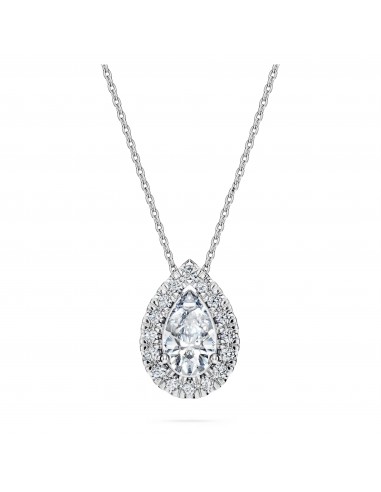 Swarovski Diamond Eternity Pear Halo Pendant Necklace 14K White Gold Comparez plus de prix