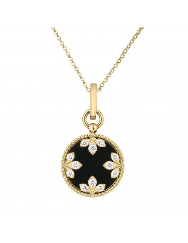 Roberto Coin 18K Yellow Gold Colored Medallion 17MM Small Black Jade and Diamond Necklace store