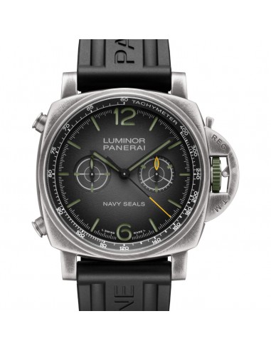 Pre-owned Panerai Luminor Chrono Navy SEALs PAM01409 Green Watch 44mm d'Europe débarque