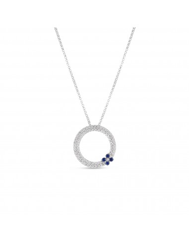 Roberto Coin 18K White Gold Love in Verona Circle Necklace with Diamonds and Sapphires la livraison gratuite