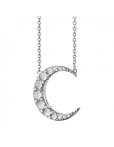 Monica Rich Kosann Moonstone Midi Crescent Moon Necklace in Sterling Silver with Sapphires solde