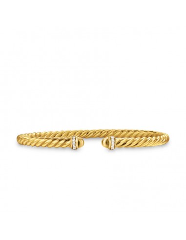 David Yurman Cablespira Flex Bracelet in 18K Yellow Gold with Gold Domes and Diamonds, 4mm Amélioration de cerveau avec