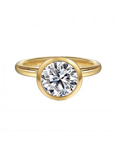 Gabriel 14K Yellow Gold Solitaire Bezel Set Engagement Ring Mounting d'Europe débarque