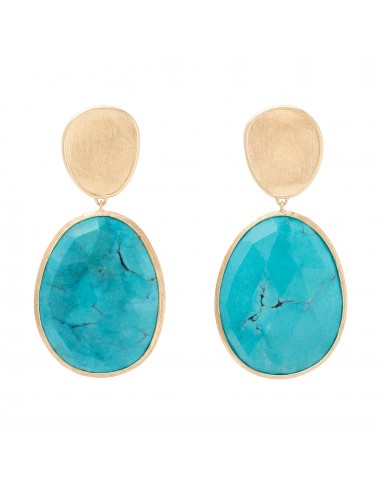 Marco Bicego 18K Yellow Gold Lunaria Double Drop Turquoise Earring france