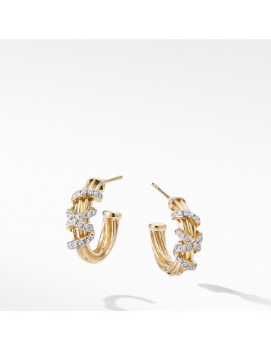 David Yurman Helena Small Hoop Earring in 18K Yellow Gold with Diamonds pour bénéficier 