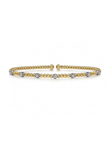 Gabriel 14K White-Yellow Gold Bujukan Diamond Stations Cuff Bangle Toutes les collections ici