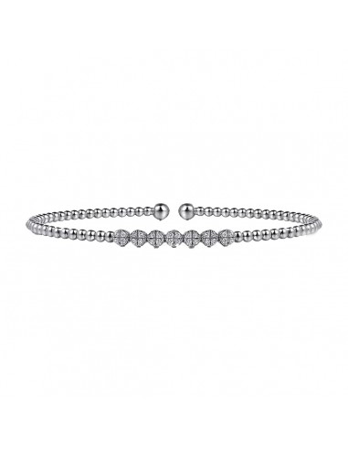 Gabriel 14K White Gold Bujukan Bead and Cluster Diamond Bangle la colonne vertébrale