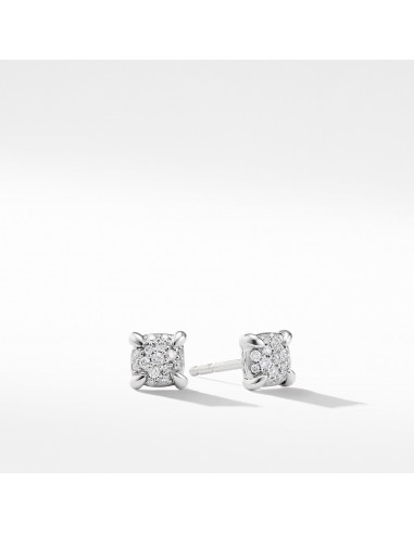 David Yurman Chatelaine 5MM Stud Earrings with Diamonds in 18K White Gold Les magasins à Paris