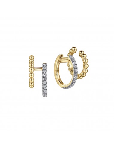 Gabriel 14K Yellow Gold Diamond Huggie and Bujukan Cuff Earrings sur le site 