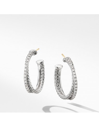 David Yurman Crossover Medium Hoop Earrings with Diamonds online