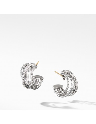 David Yurman Crossover Huggie Hoop Earrings with Diamonds les ligaments