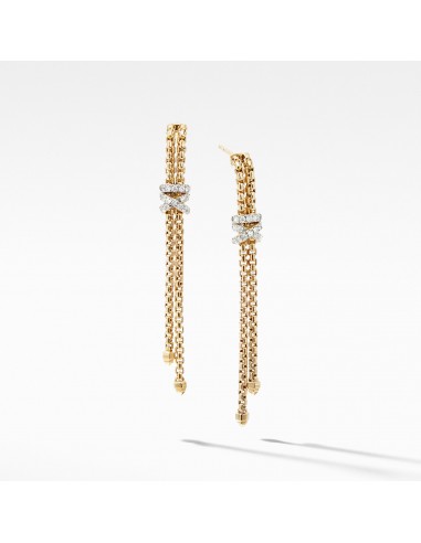 David Yurman Helena Box Chain Earrings in 18K Yellow Gold with Diamonds d'Europe débarque