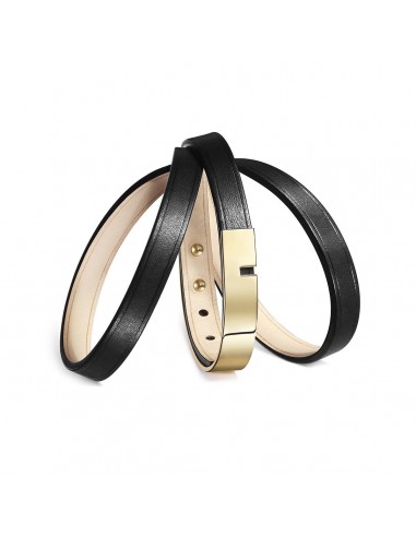 Bracelet noir en cuir | U-TURN TRIPLE En savoir plus