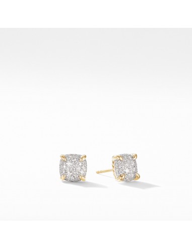 David Yurman Chatelaine Full Pave Diamonds Stud Earrings in 18K Yellow Gold 7mm les muscles