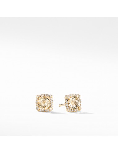 David Yurman Chatelaine Pave Bezel Stud Earrings in 18K Yellow Gold with Champagne Citrine meilleur choix