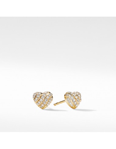 David Yurman Heart Stud Earrings in 18K Yellow Gold with Pave Diamonds Comparez plus de prix