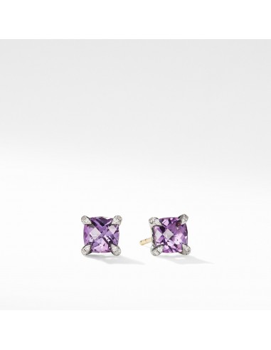 David Yurman Chatelaine 6MM Stud Earrings with Amethyst and Diamonds pas cher